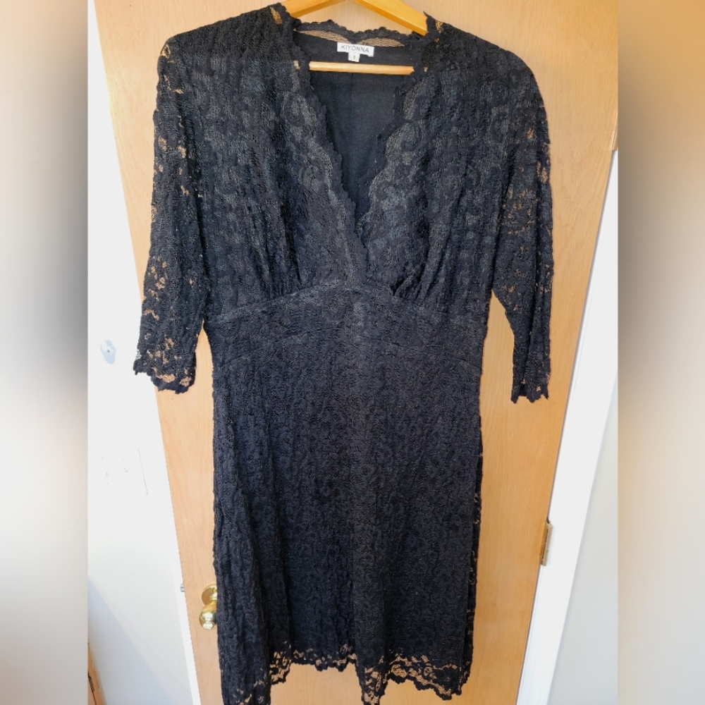 Black lace knee length special occasion dress
